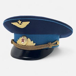 Soviet USSR Russian Air Force Officer Hat Cap Size 57 Aviation Military War Blue